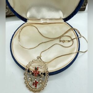 Vintage Rhinestone Bird GF Necklace